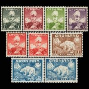 グリーンランド1938-46年クリスチャン10世と北極熊切手9種