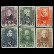オーストリア1931年オーストリアの詩人切手6種
