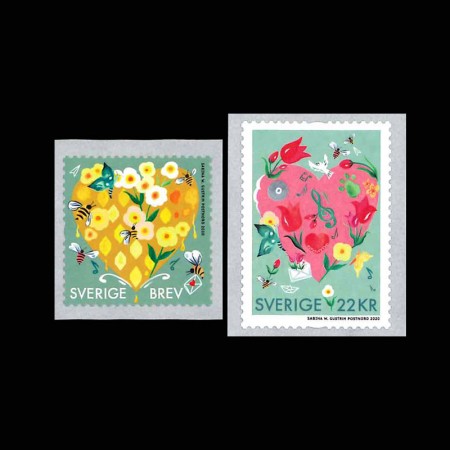 スウェーデン2020年グリーティング切手セルフ糊2種
