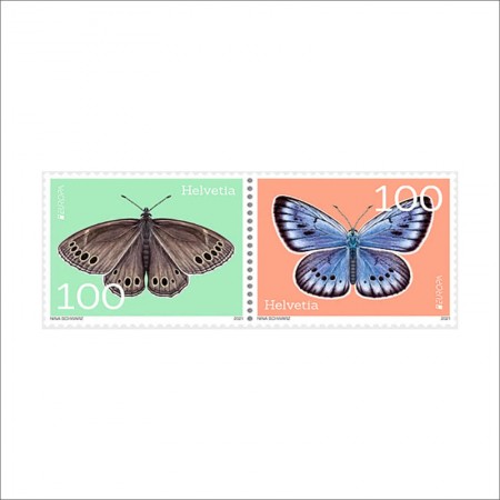 スイス2021年ヨーロッパ切手:蝶切手2種