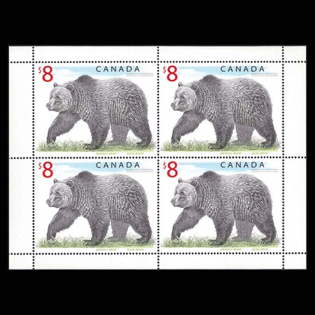 カナダ1997年ハイイログマ切手4入完シート