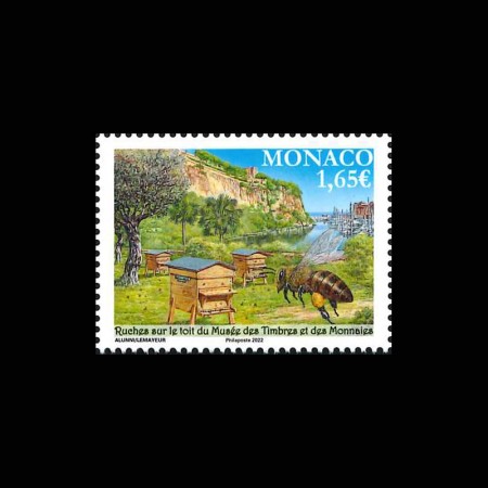 モナコ2022年切手とコインの博物館屋上の養蜂切手1種
