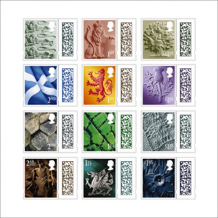 英国2022年バーコード付き4地方切手12種