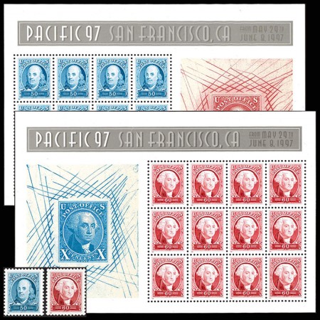 アメリカ1997年国際切手展:フランクリン・ワシントン切手と小型シート