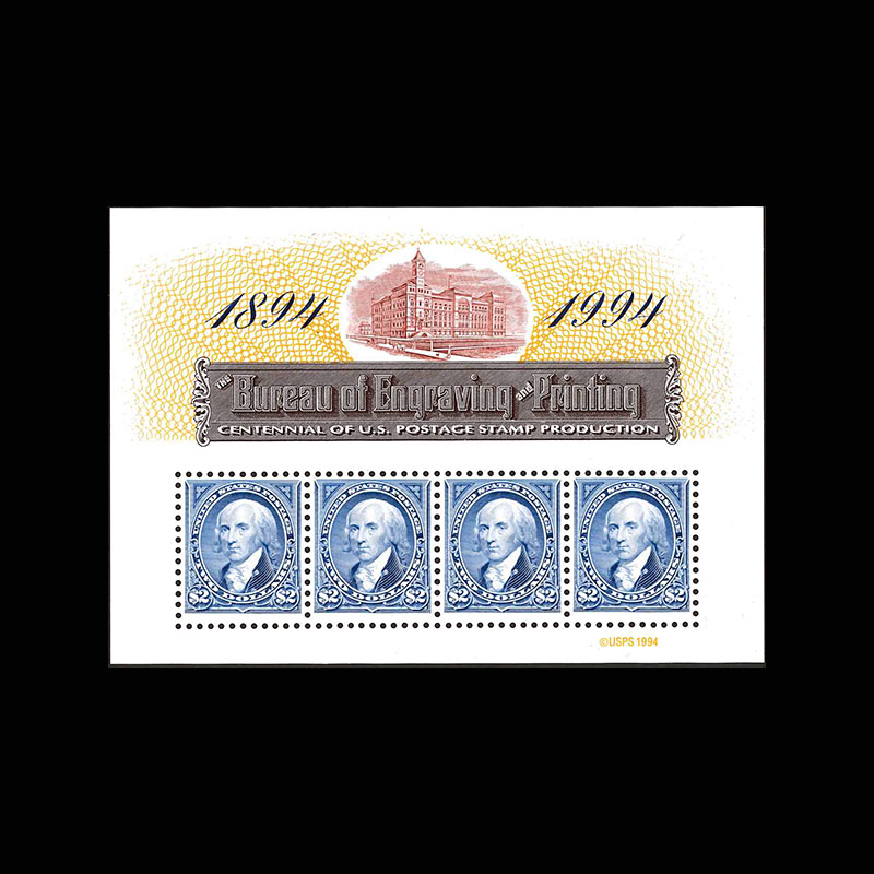 アメリカ1994年印刷局切手製造100年小型シート