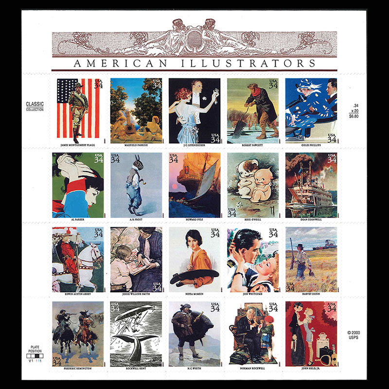 アメリカ01年アメリカのイラストレーターシート 切手の通販 英国海外郵趣
