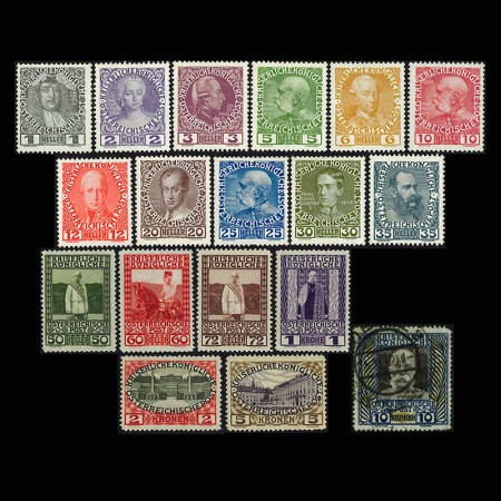 オーストリア1908～16年フランツ・ヨーゼフ治世60年切手18種(未済混合)
