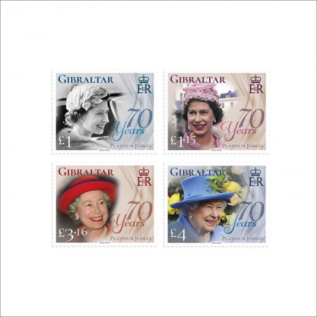 ジブラルタル2022年エリザベス女王在位70年切手4種