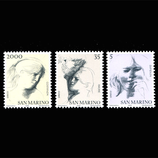 サンマリノ1978年エミリオグレコ素描画切手3種